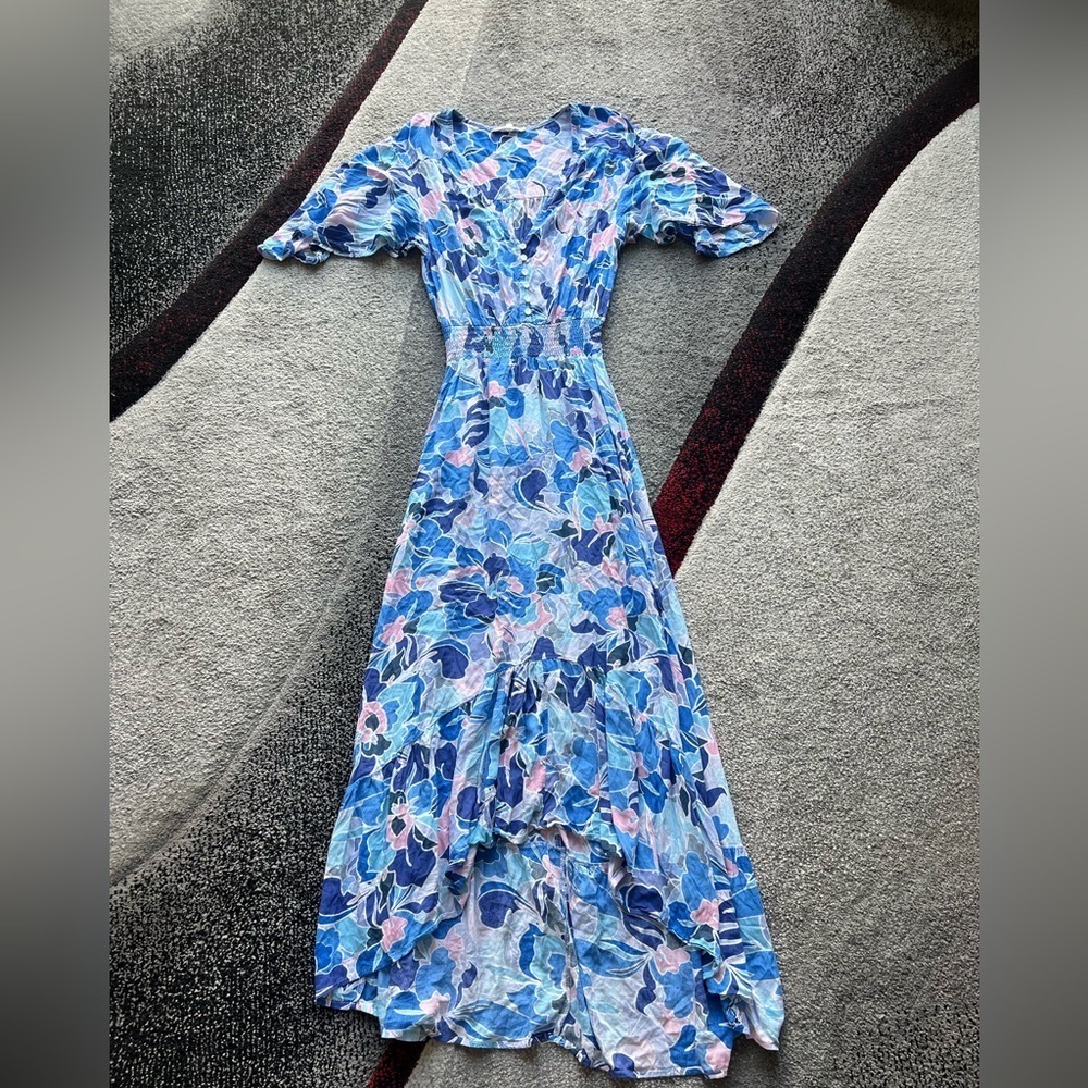 Abel The Label Blue Floral High Low MIDI Dress